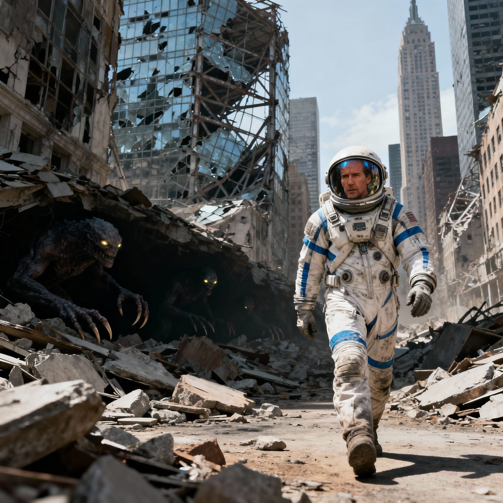 Nicholas Cage as Astronaut in Post-Apocalyptic City Ruins
