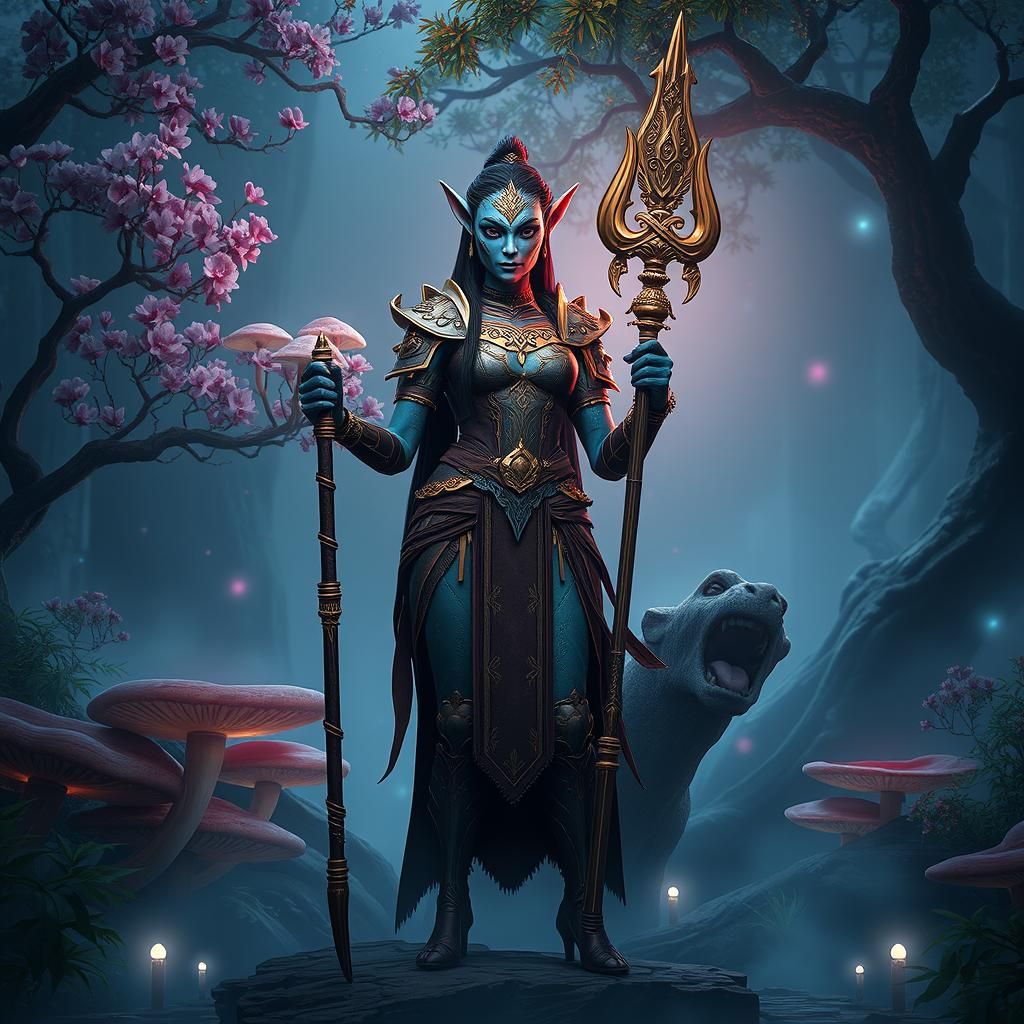 Avatar Warrior in Fantasy Landscape, Digital Art