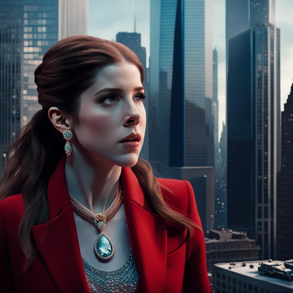 Woman in Red Suit: Cinematic Digital Portrait