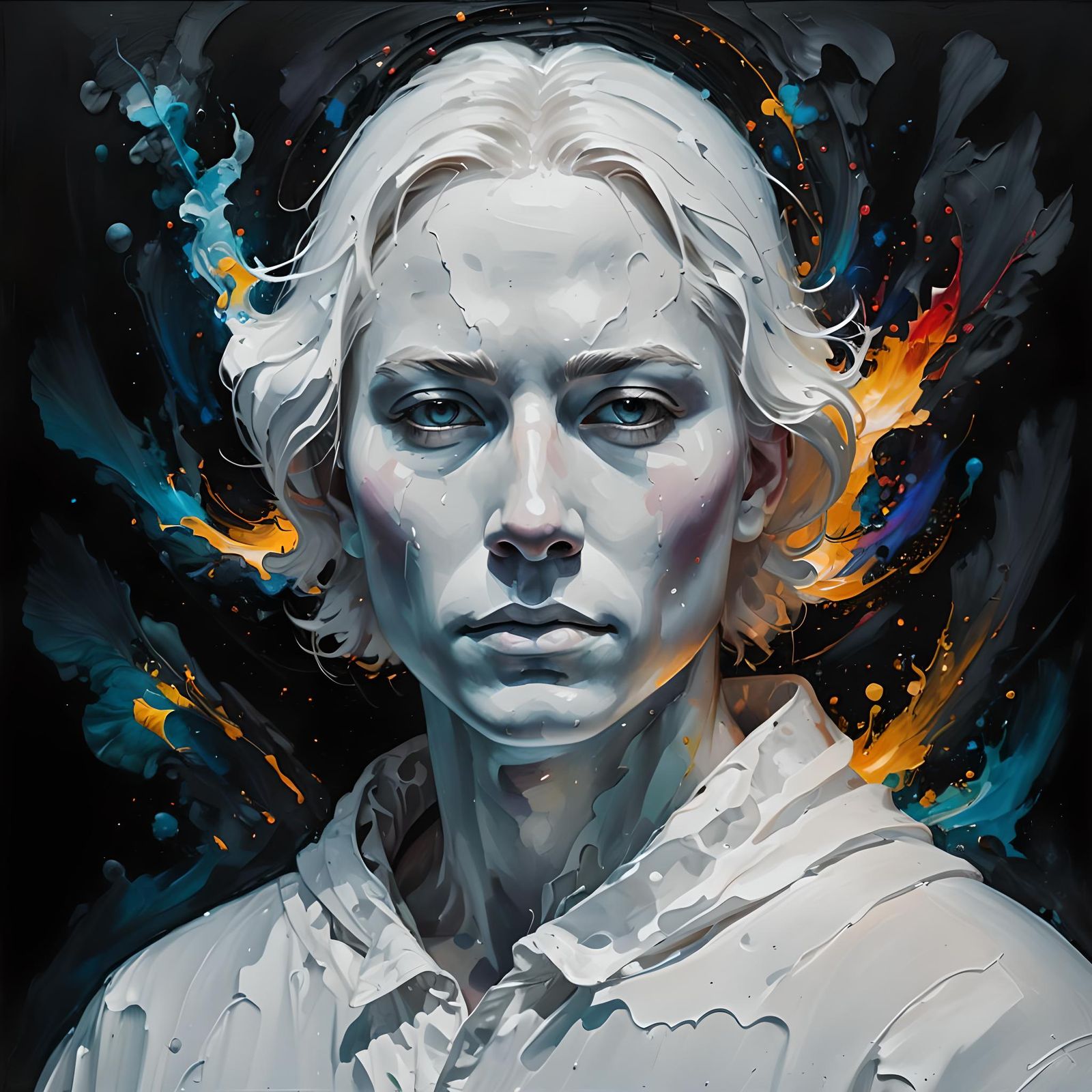 Minimalist Human Form in Impasto Oil Painting Style