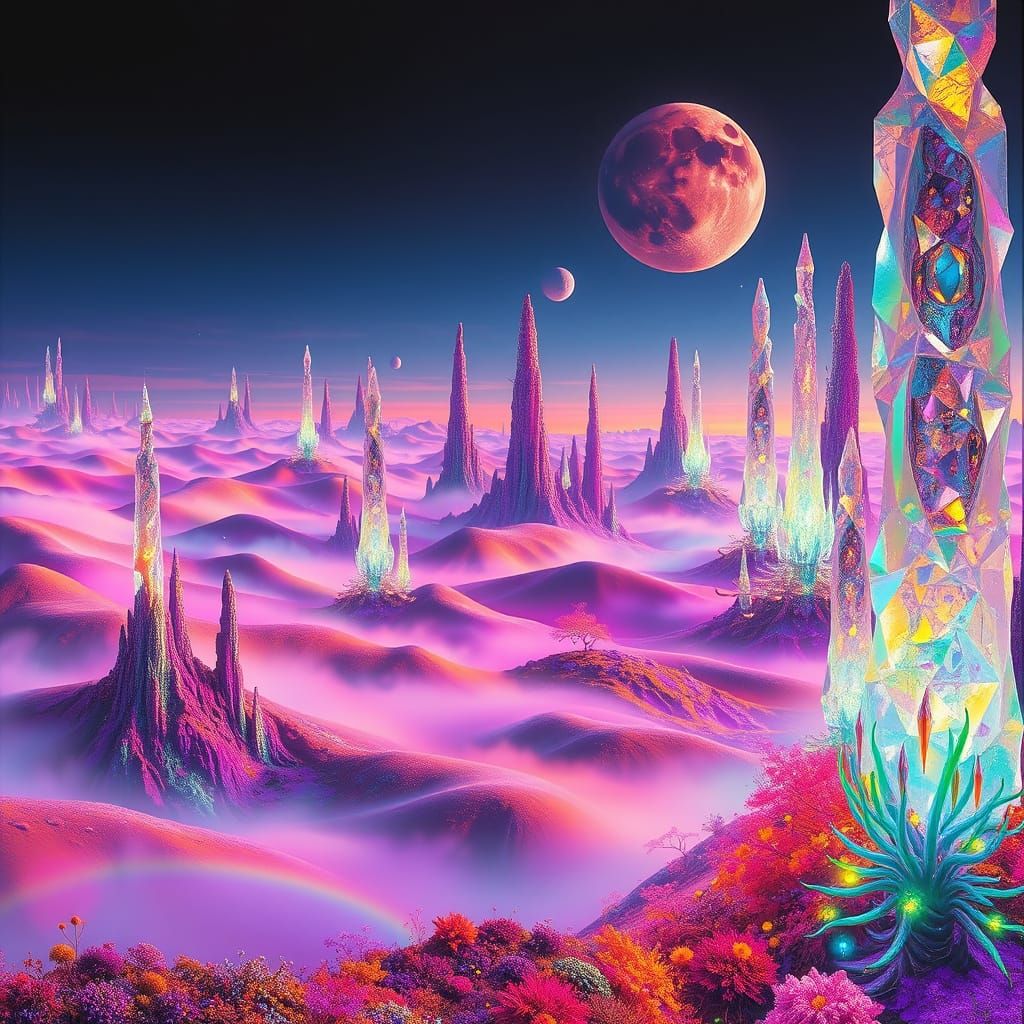 Surreal Landscape of Kromy World in Vibrant, Dreamlike Style