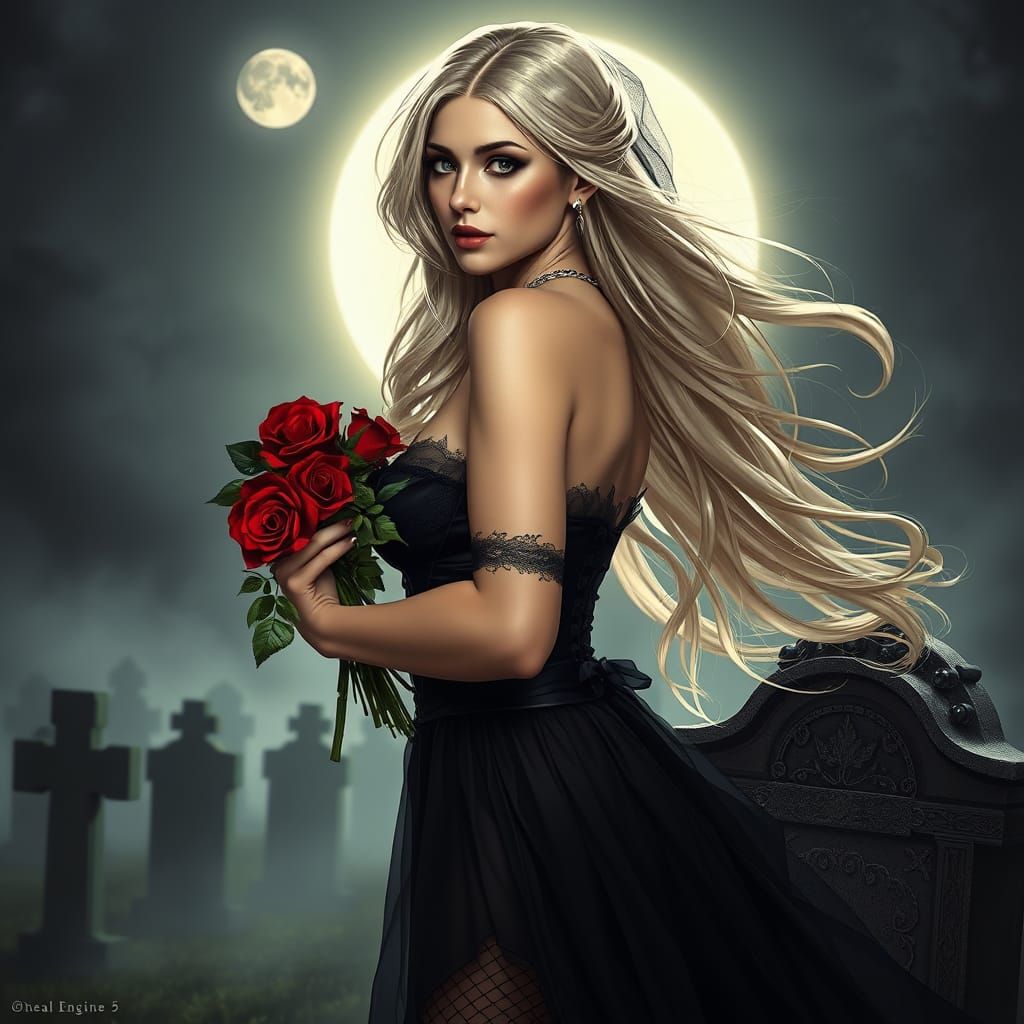 Ethereal Goddess in Midnight Moonlight