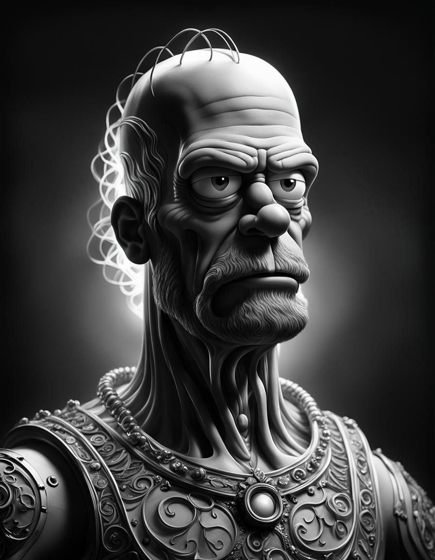Hyperrealistic Gothic Homer Simpson Concept Art