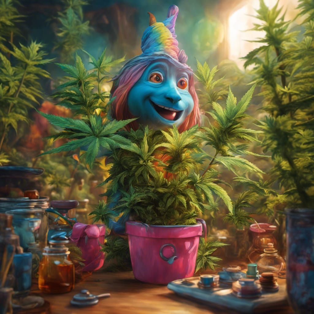 Anthropomorphic Marijuana Plant Offering Free Doobies