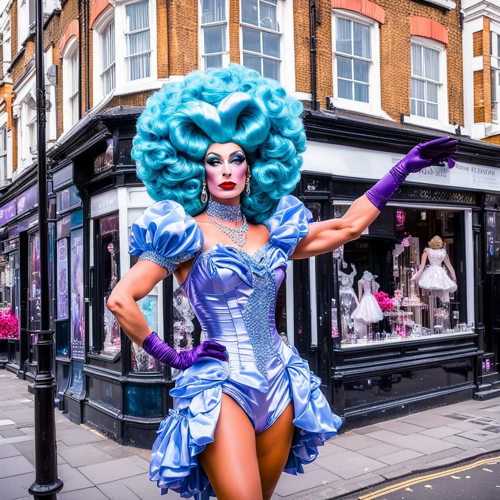 Extravagant Drag Queen's Satin Wonderland of Transformation