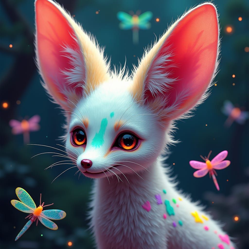Colorful Fennec Fox in Dreamlike Digital Painting Style