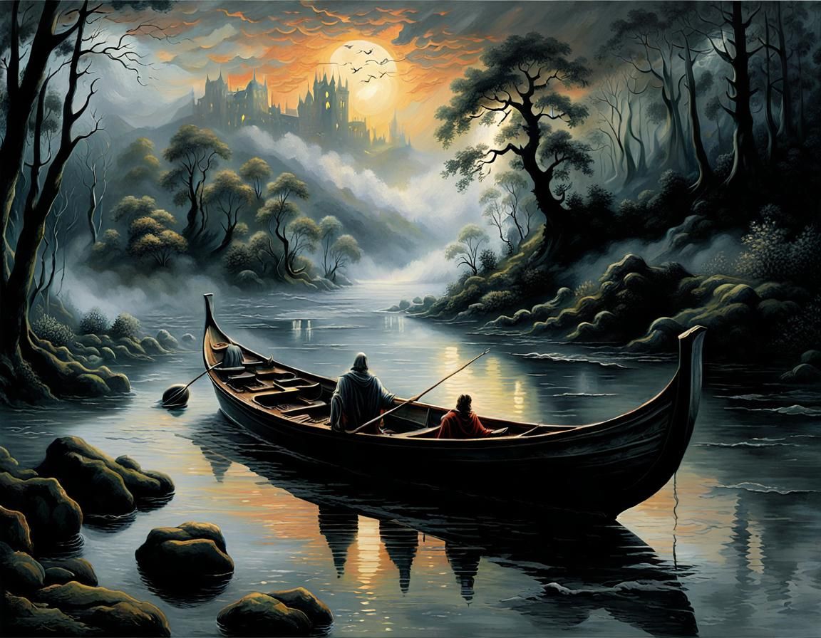 Dante and Virgil Crossing the River Lethe