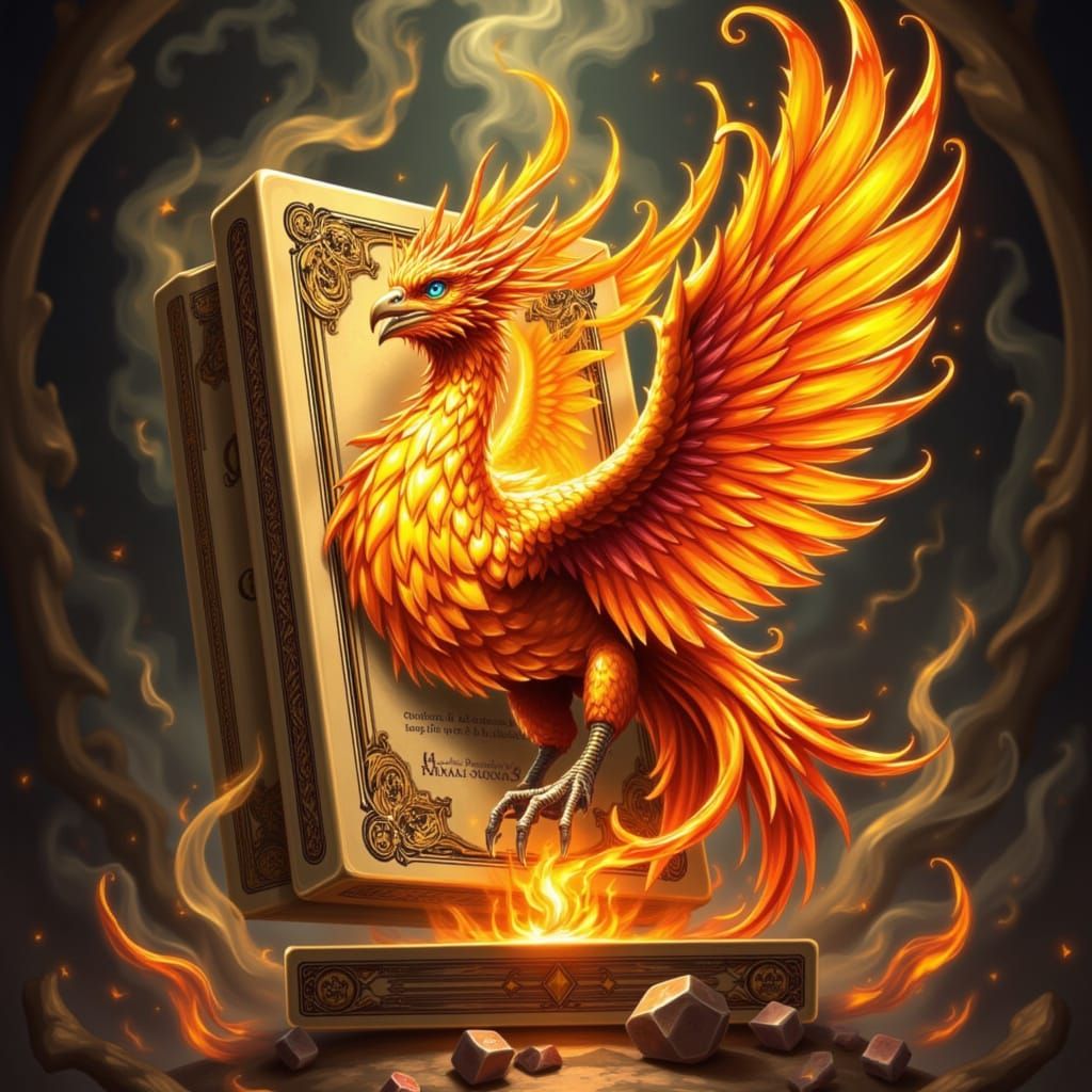 Majestic Phoenix Emerges from Vintage Magic Playing Card in ...