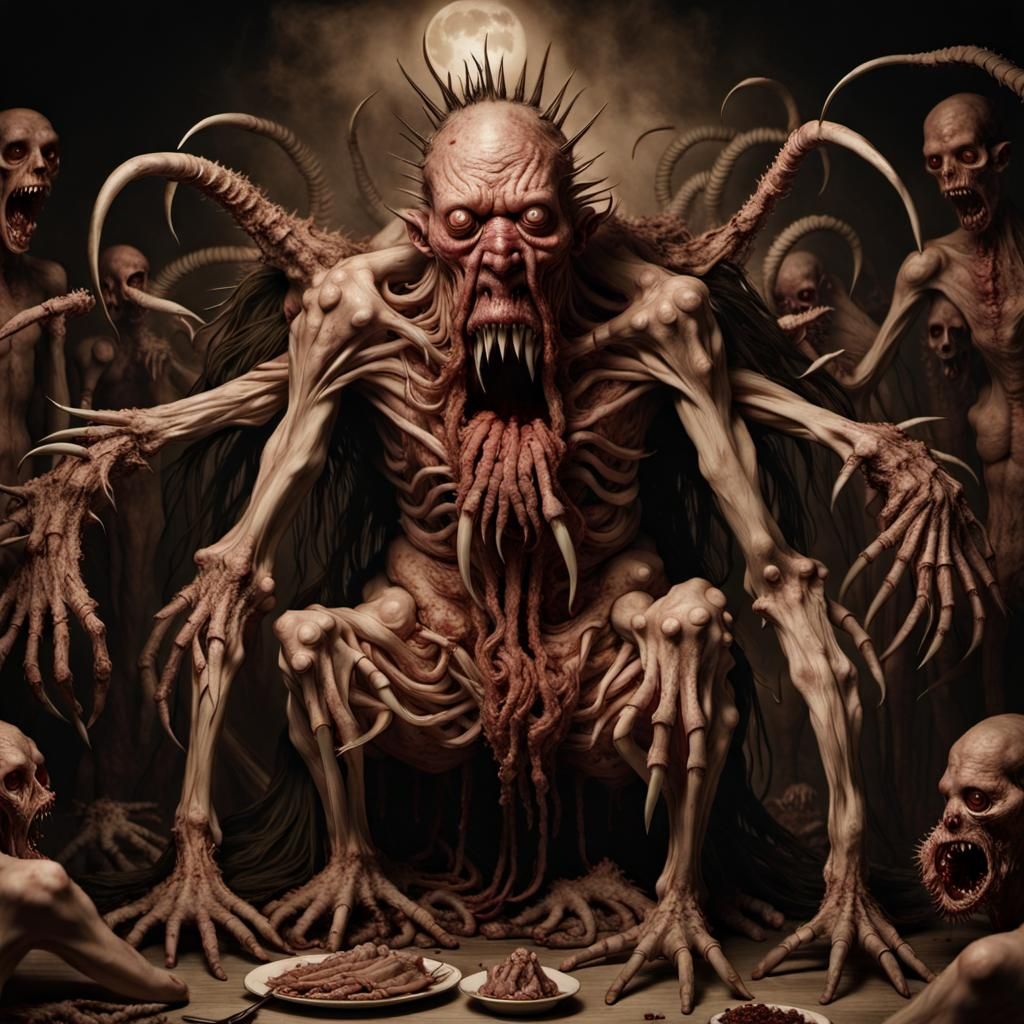 Nightmarish Abomination in Sepia Photograph Style