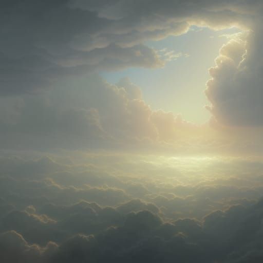 Jesus Christ Smiling Down From Heaven in Pastel