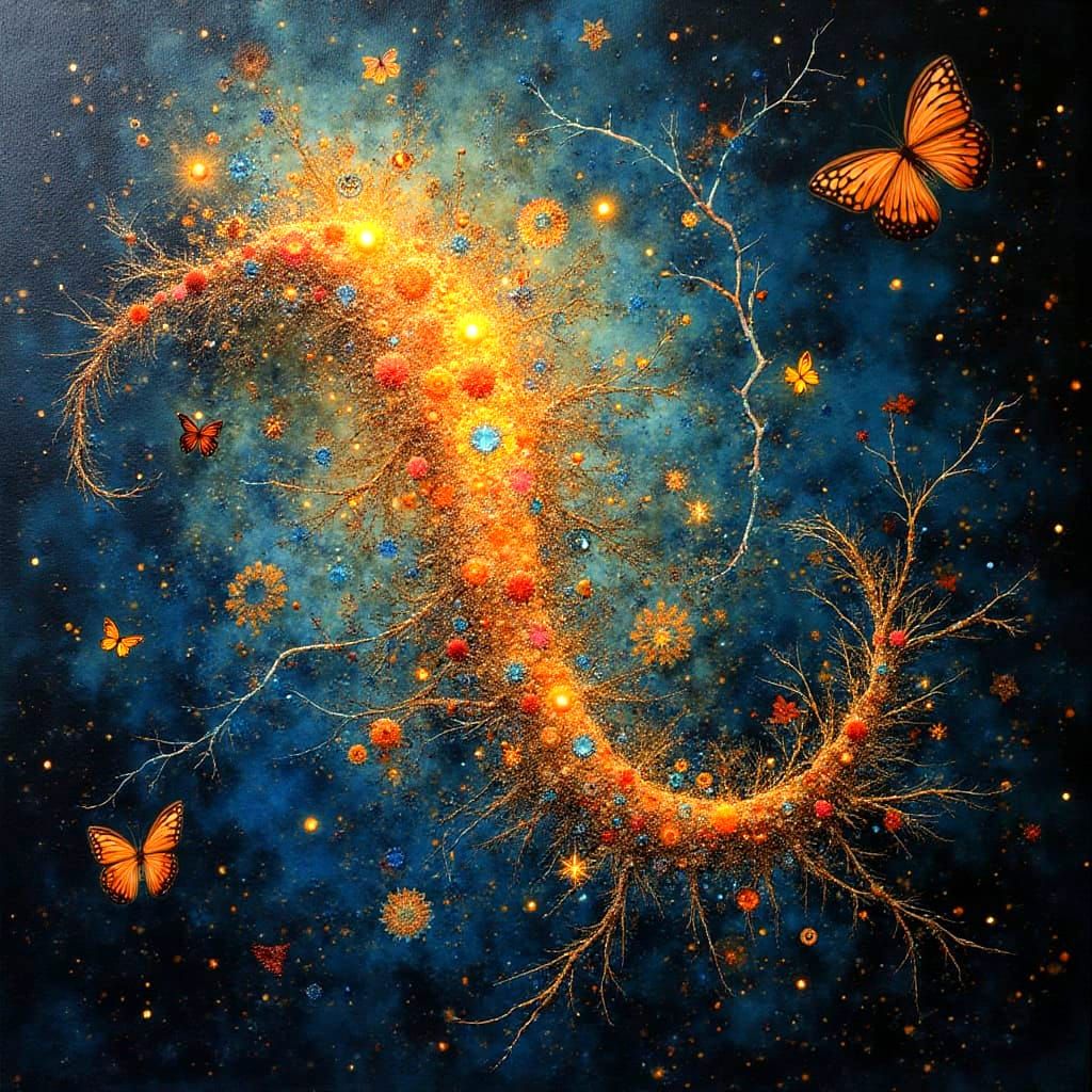 Luminous Botanical Microcosm in Earth Tones