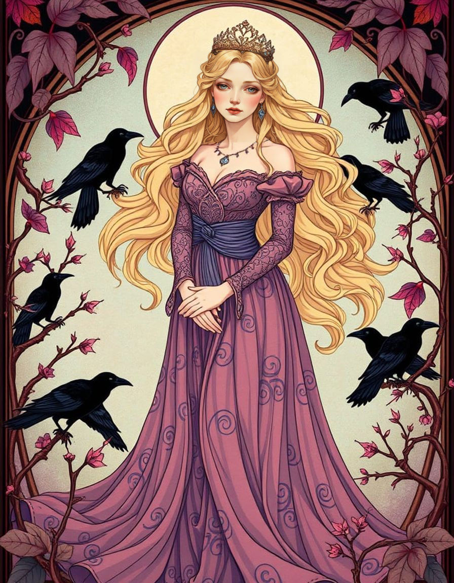 Ethereal Princess in Art Nouveau Dreamscape