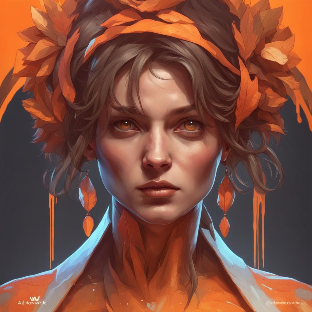 Hyperdetailed Orange Portrait in Art Nouveau Style