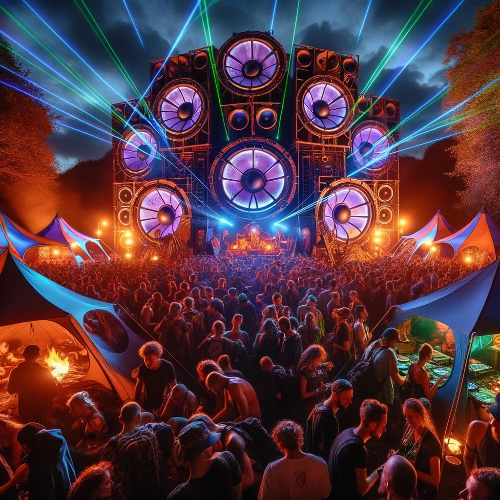 Energetic Free Tekno Rave with Colossal Speakers