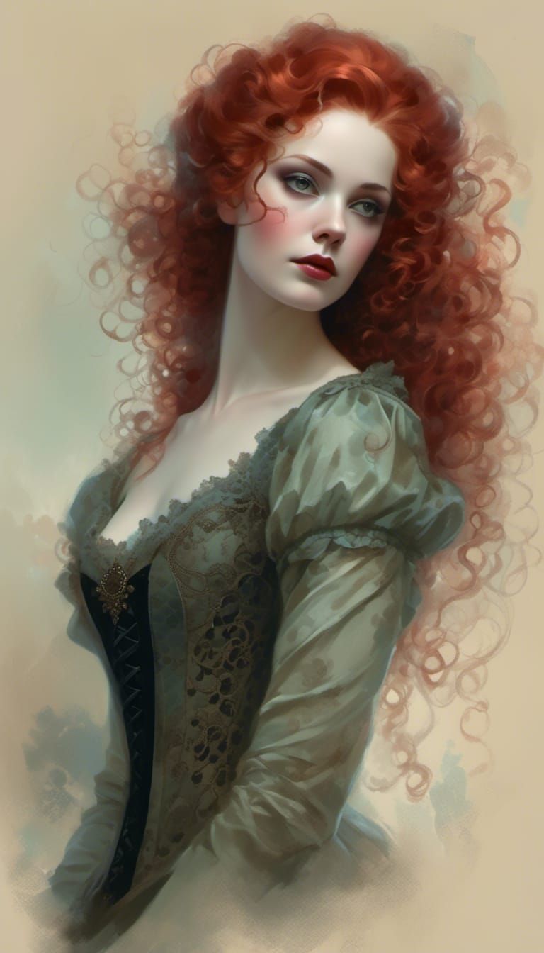 Rococo Lady in Velvet and Lace Portrait