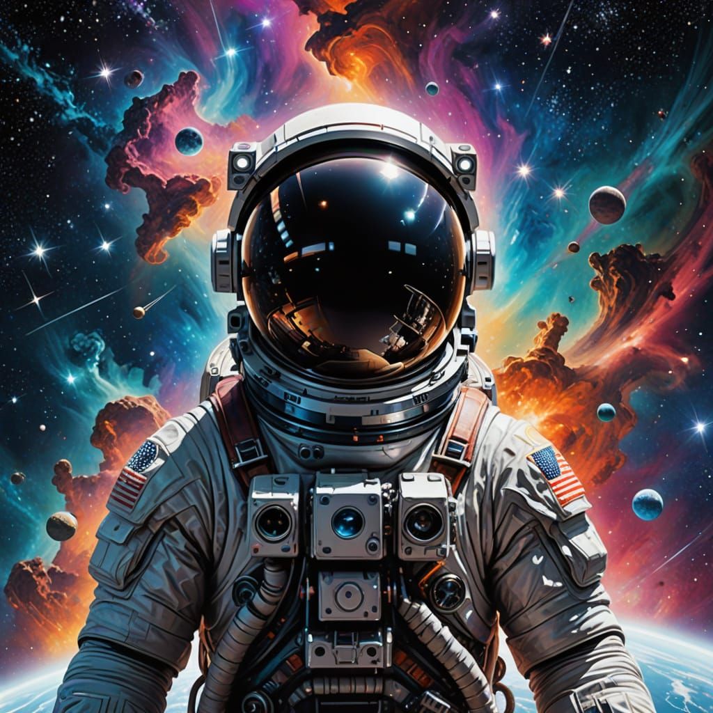 Astronaut in Space: Hyperdetailed 3D Digital Painting