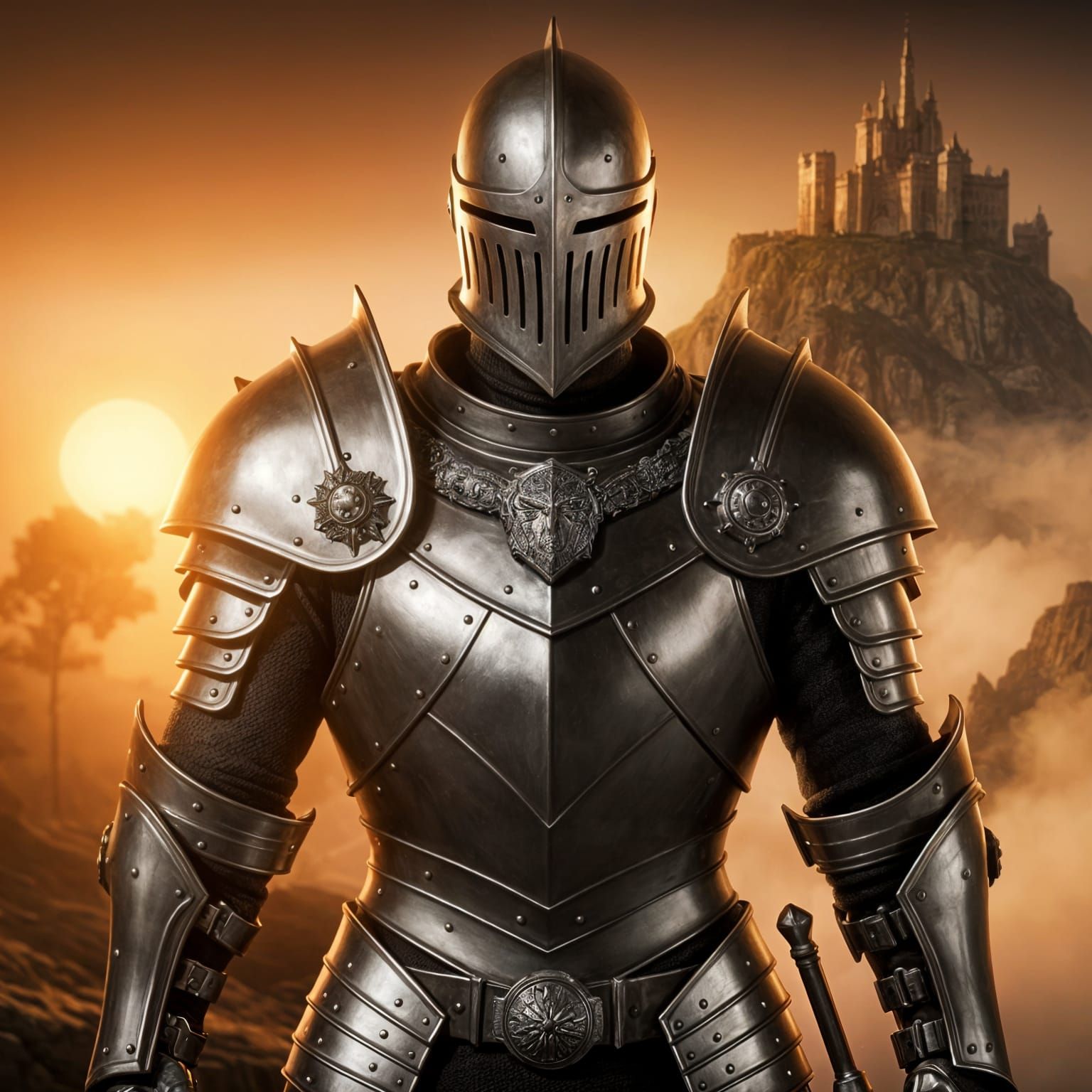 Majestic High Fantasy Knight in Steel Armor