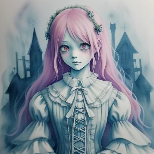 Kawaii Horror: Ghostly Girl in Haunted Mansion
