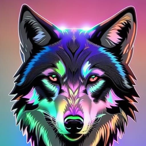 Iridescent Neon Violet Wolf Concept Art