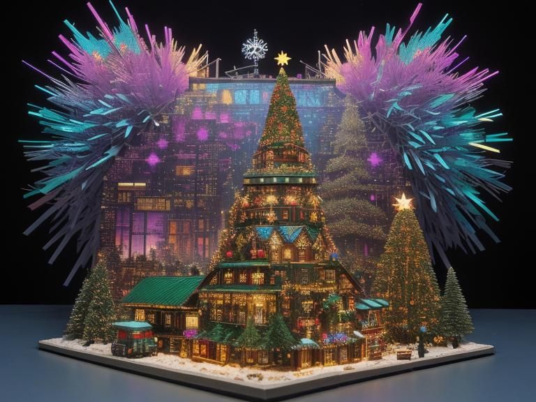 Steampunk Christmas Tree Engine in Cyberpunk Style