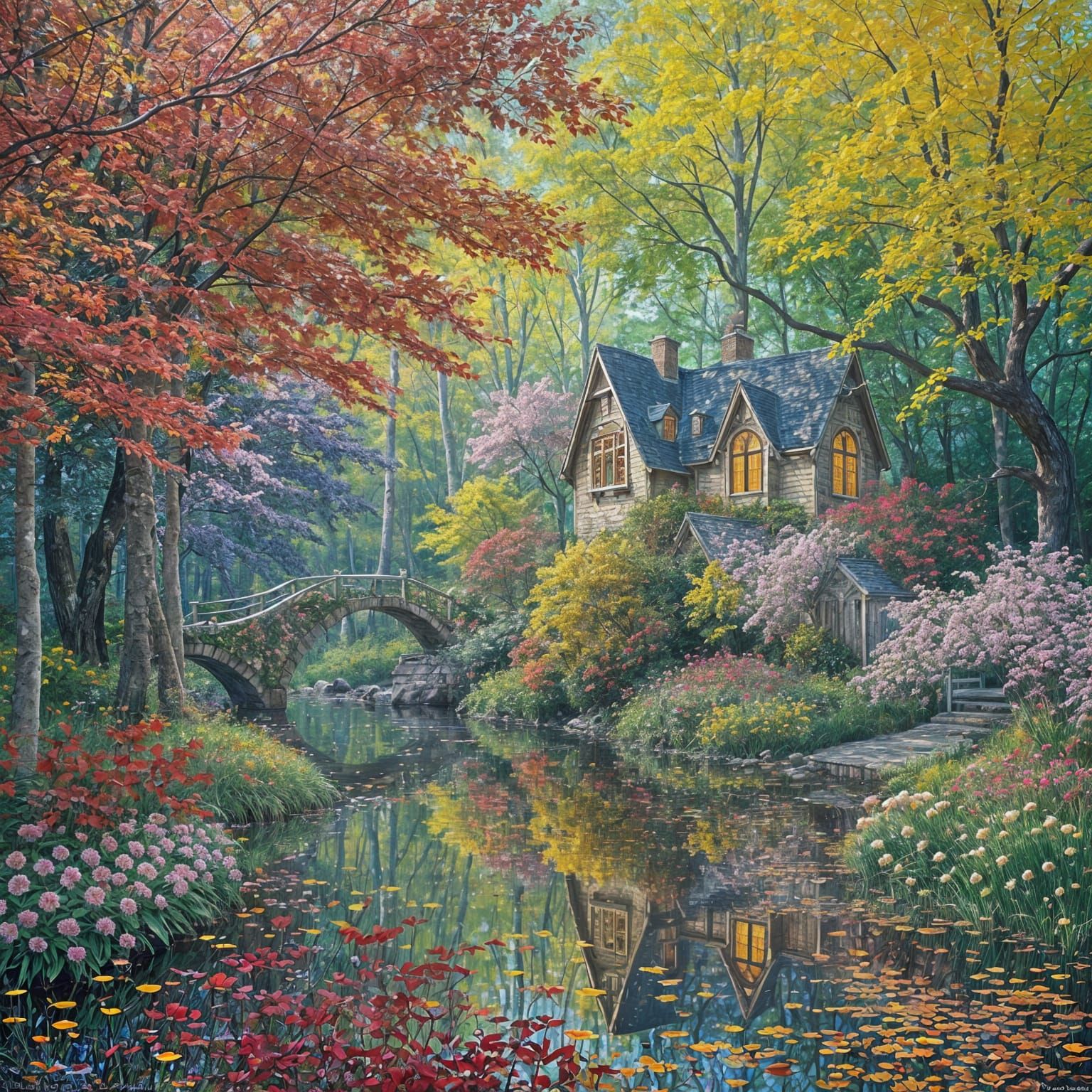 Magical Impressionist House in Forest Landscape