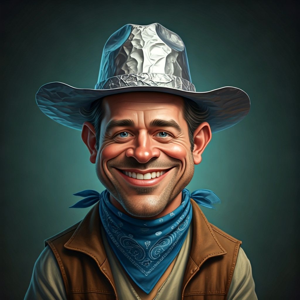 Whimsical Cowboy Conspiracy Theorist in Pastel Storybook Sty...