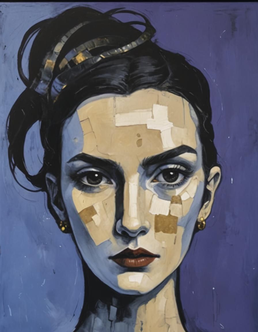 Eerie Girl in Dark Room Acrylic Painting