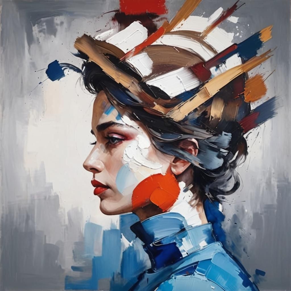 Abstract Androgynous Woman in Deep Color