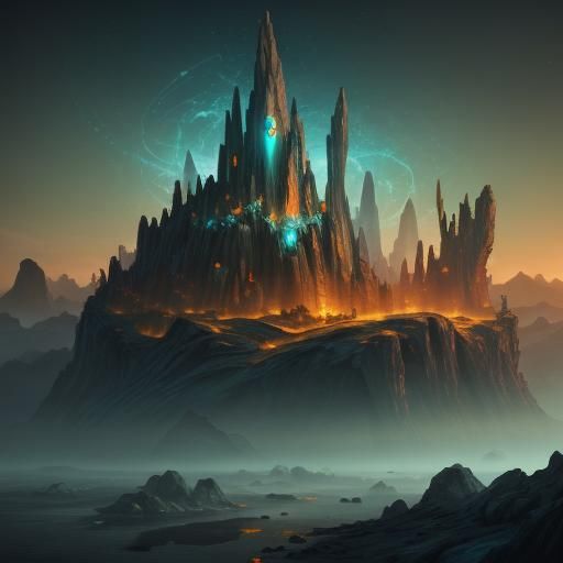 Mystical Radio in Ruined Fantasy Landscape