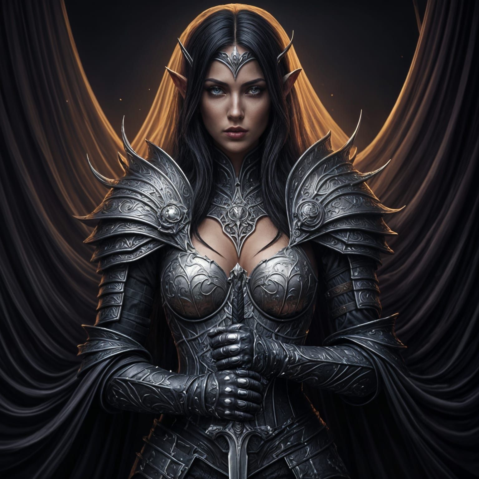 Dark Elf in Spider Silk Armor with Veil