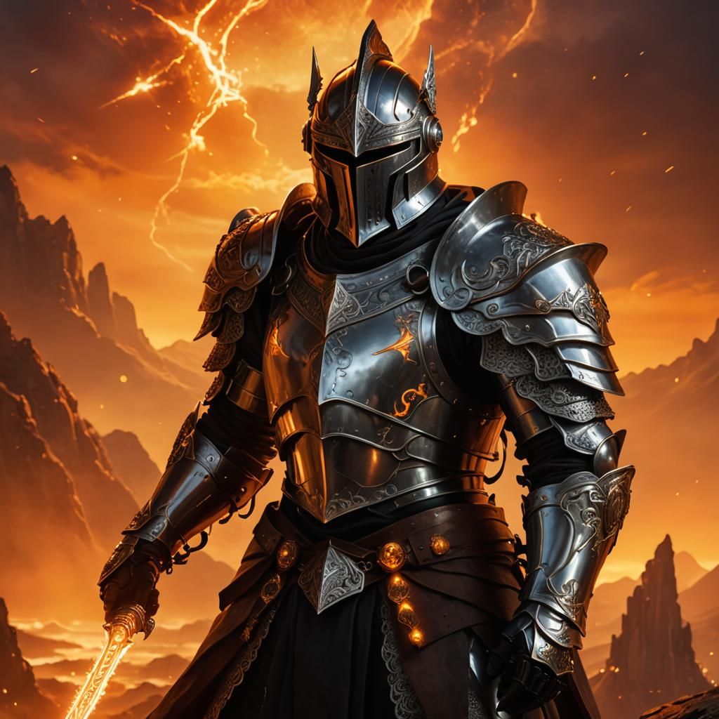 Silver Knight Portrait in High Fantasy Style