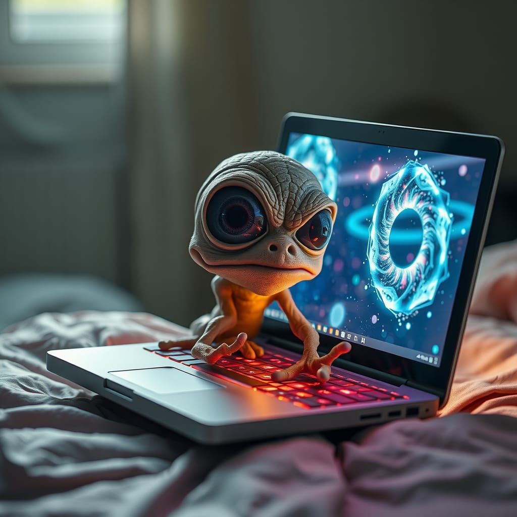 Monster's Digital Fascination: Ethereal Thought Bubbles in 8...