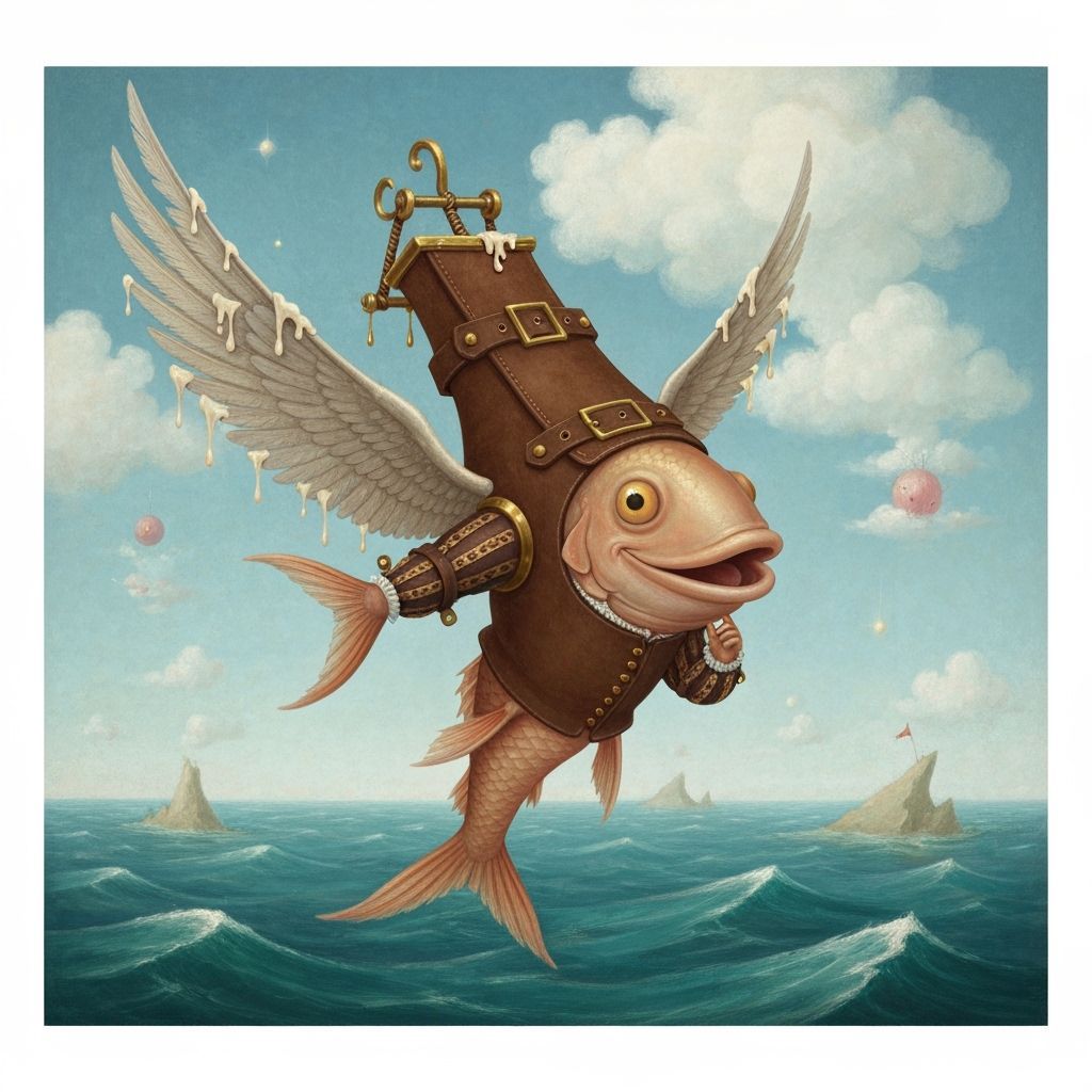 Renaissance Fish Flies with Da Vinci Invention