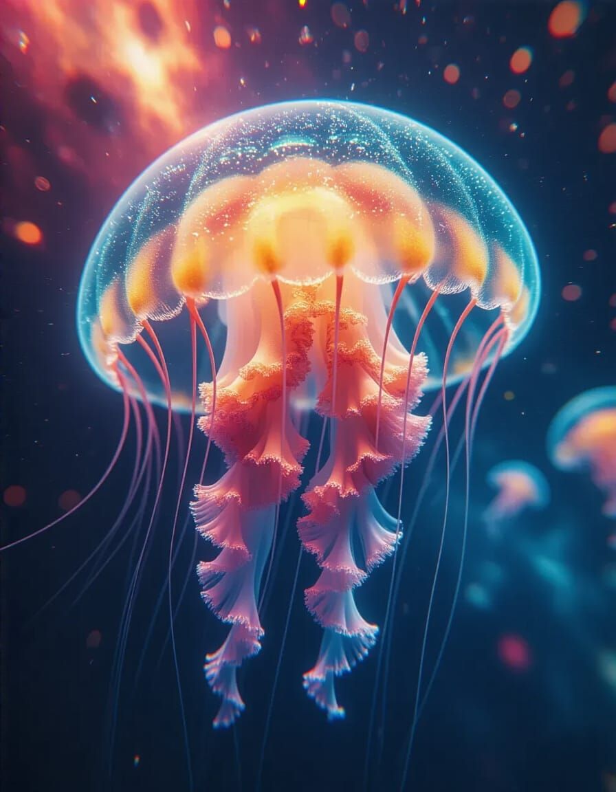 Galactic Jellyfish in Hyperrealistic Style
