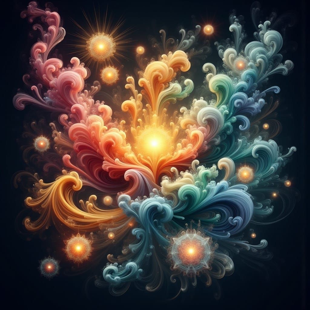 Ethereal Cosmic Orbs in Vibrant Colorful Harmony