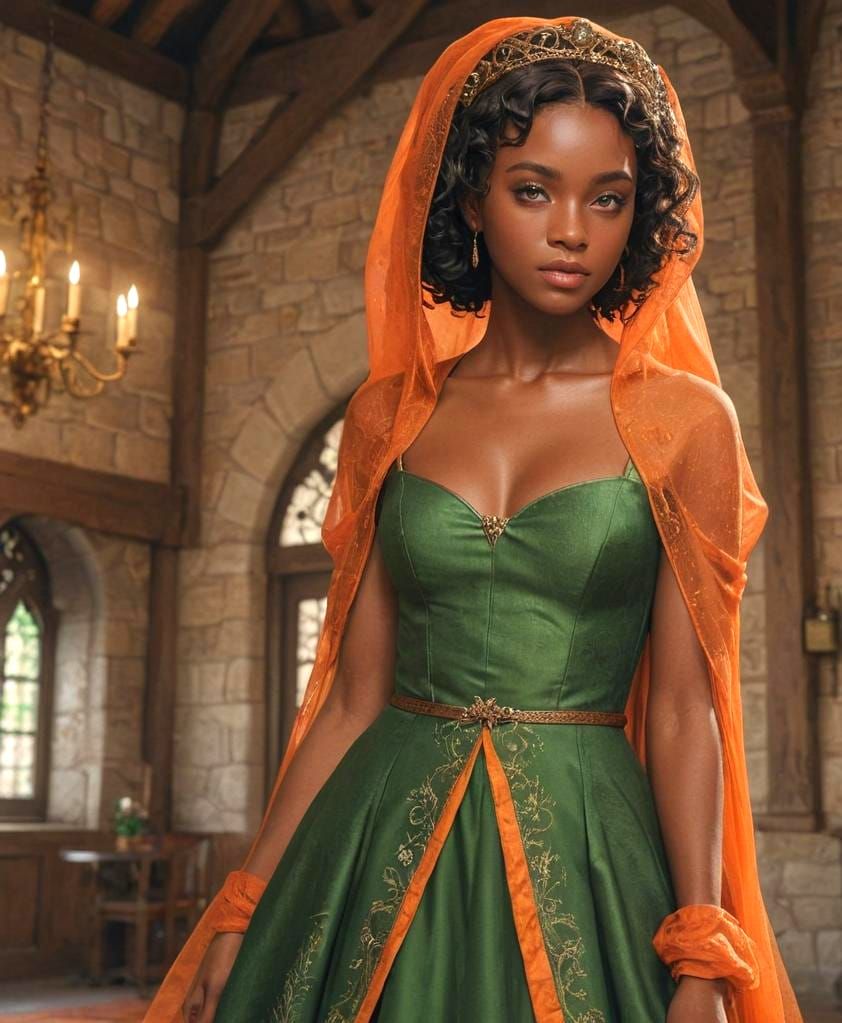 Medieval Black Queen in 3D Anime Art