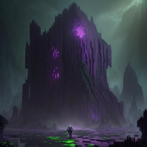 Hyperdetailed Minecraft Creeper in Dark Fantasy Style