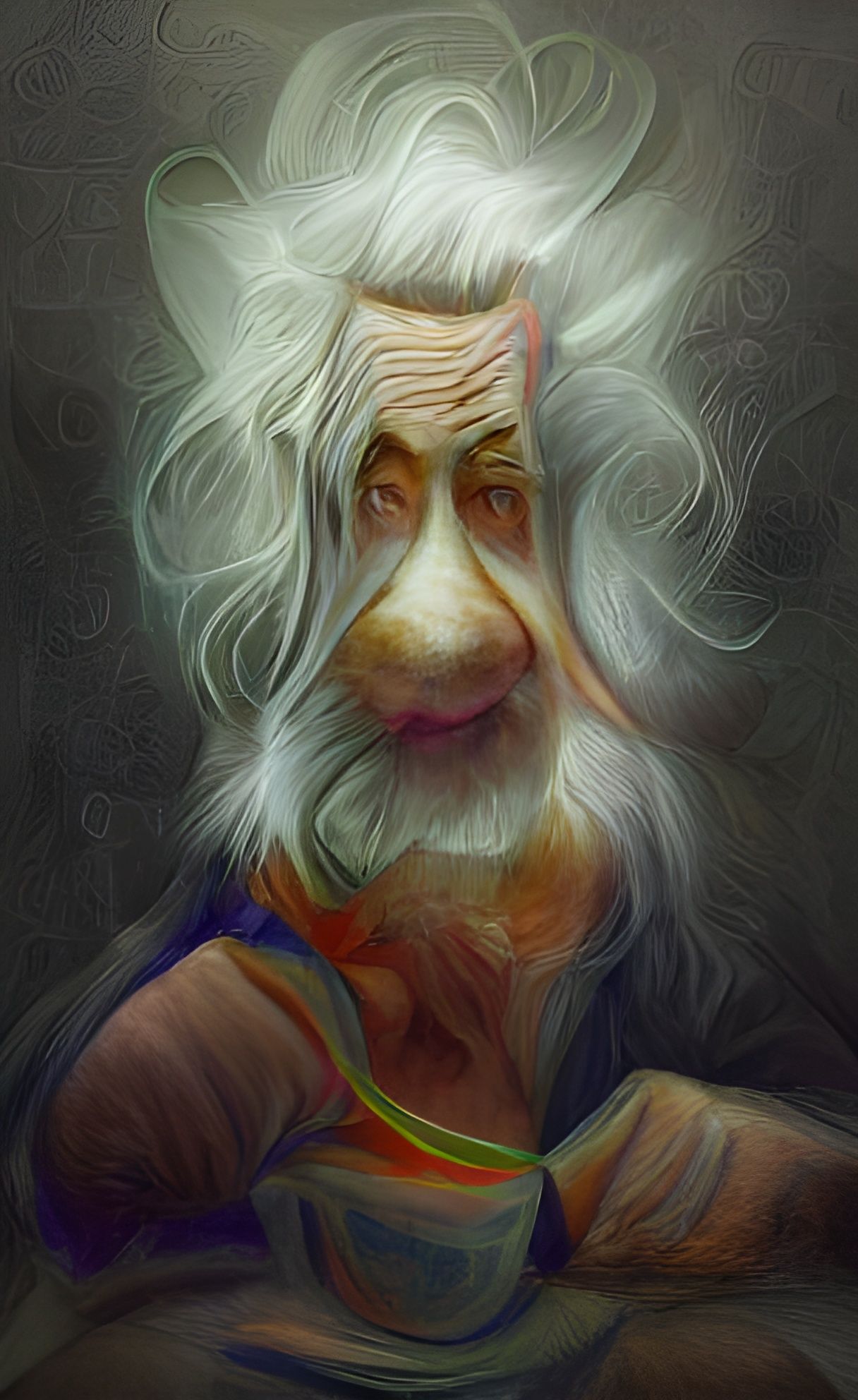 Einstein-like Figure in Pastel Colors, 3D Render
