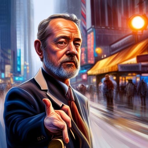 Hyperrealistic Trader in Financial Market, Splash Art