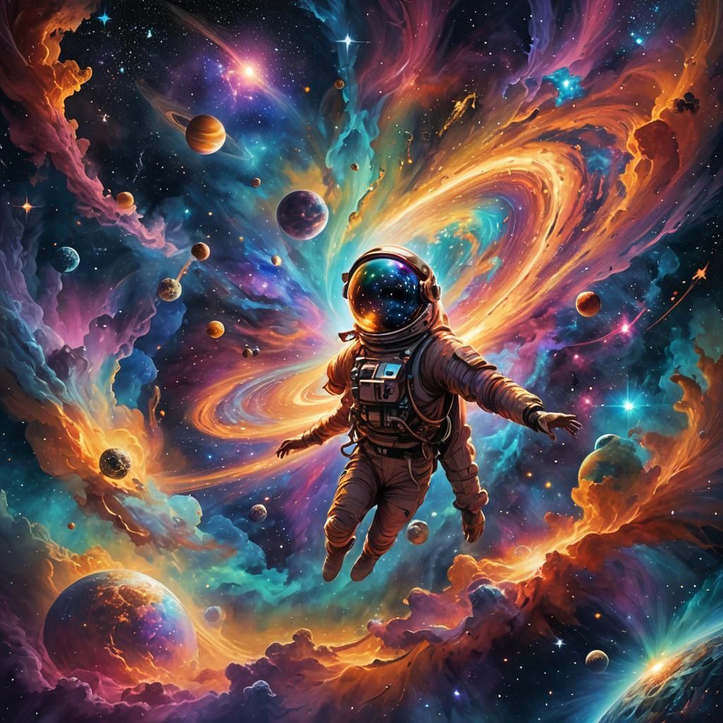 Astral Traveler in Cosmic Fantasy Illustration