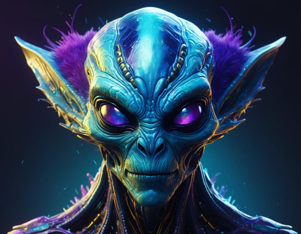 Iridescent Alien Creature in Sci-Fi Portrait