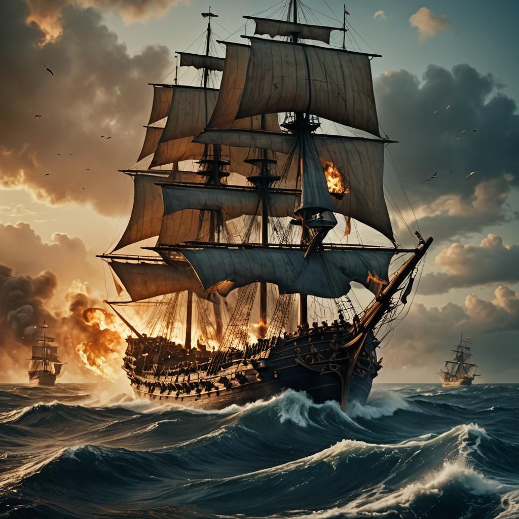 Epic Sea Battle: Ottoman Ship vs Italian Ship