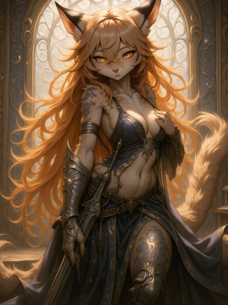 Scaly Dragon Anthro in Dark Fantasy Bedroom