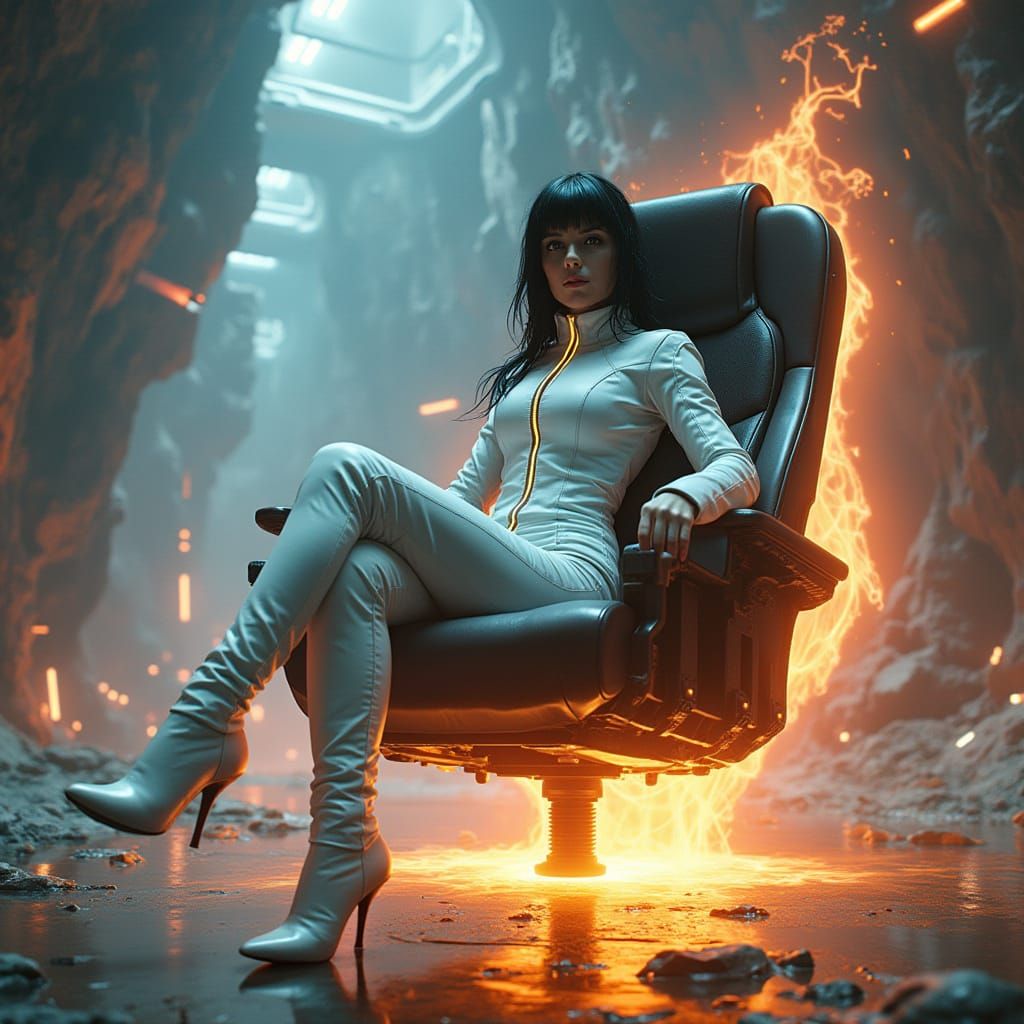 Cyberpunk Supervillain in Futuristic Lair