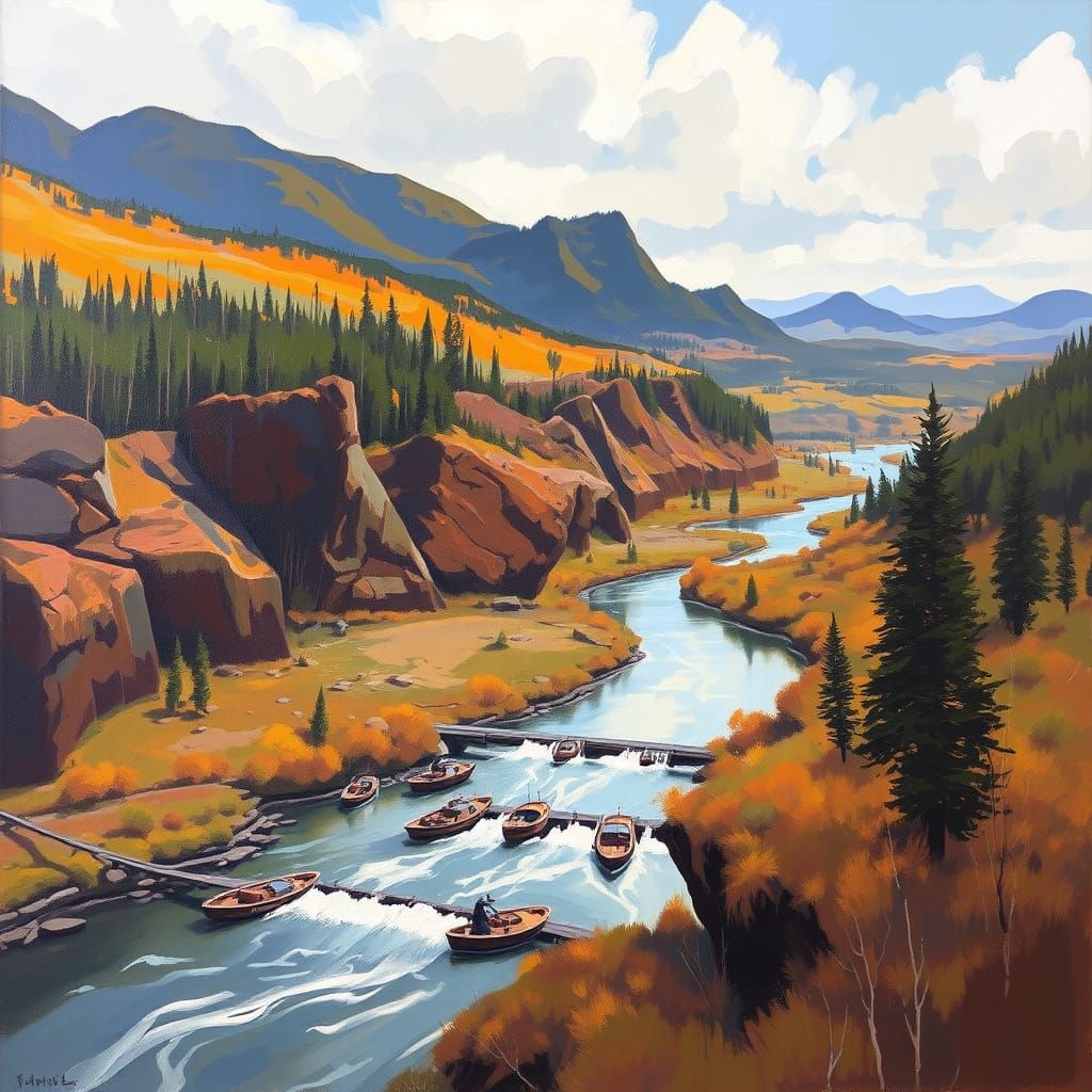 Abstract Modern Oil Painting of a Landscape