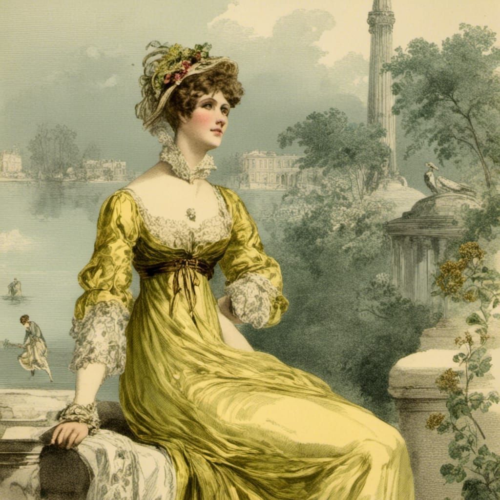 Regency Woman at Brighton Pavilion, Alma-Tadema Style