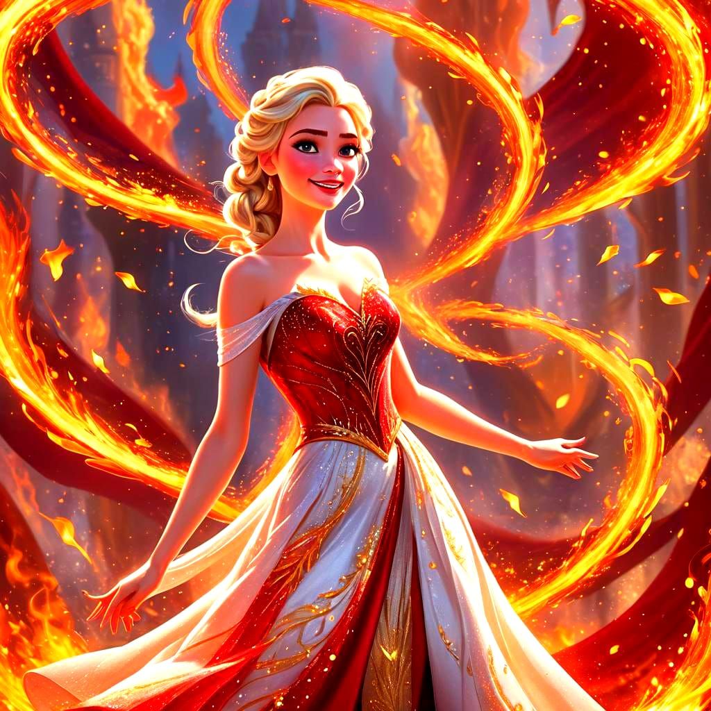 Elsa Pyromancer: Disney Character in 3D Digital Art