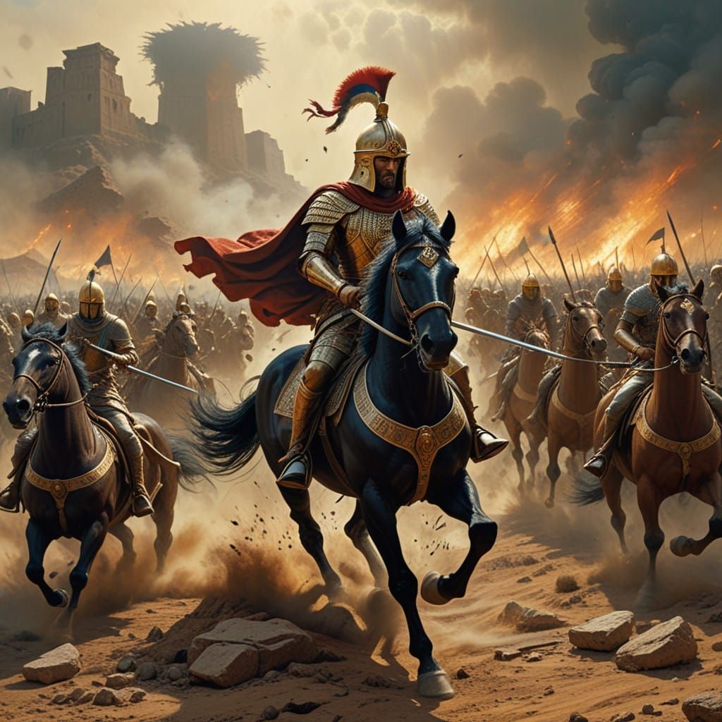 King Antiochus III Charging into Battle at Raphia