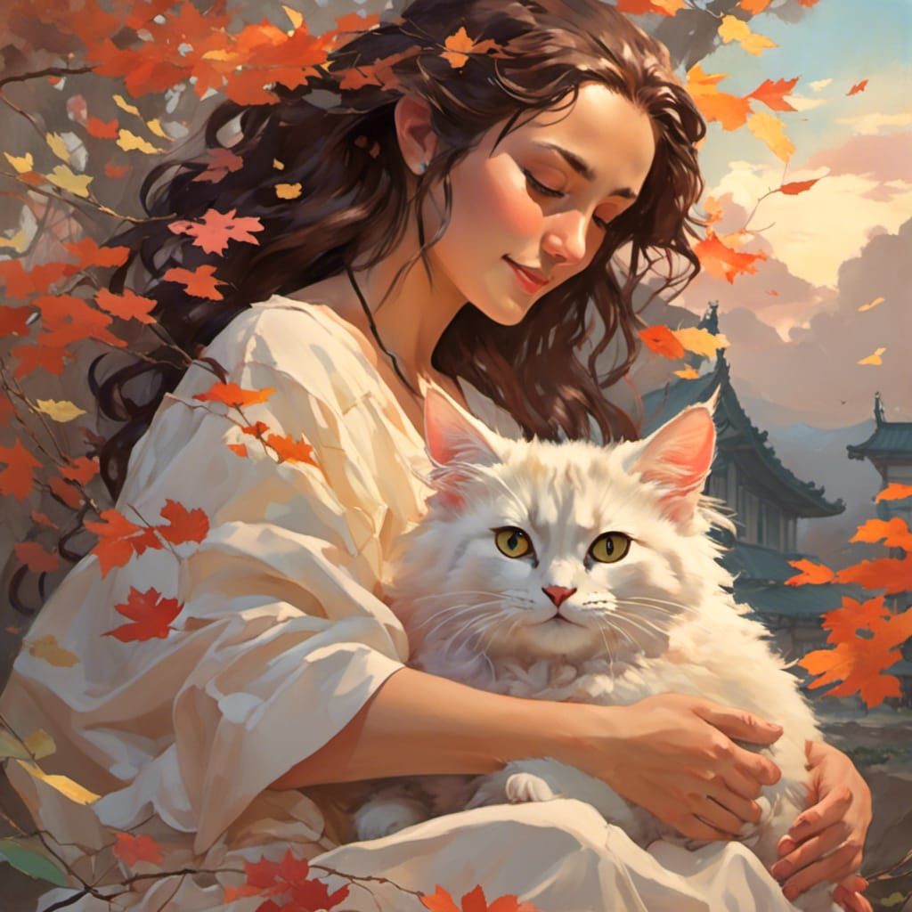 Woman and Kitty in Soft Focus