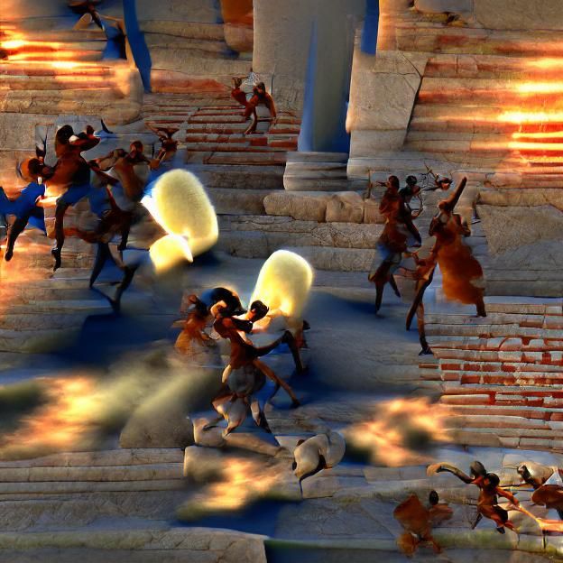 Greeks Clash at Troy in Volumetric Light